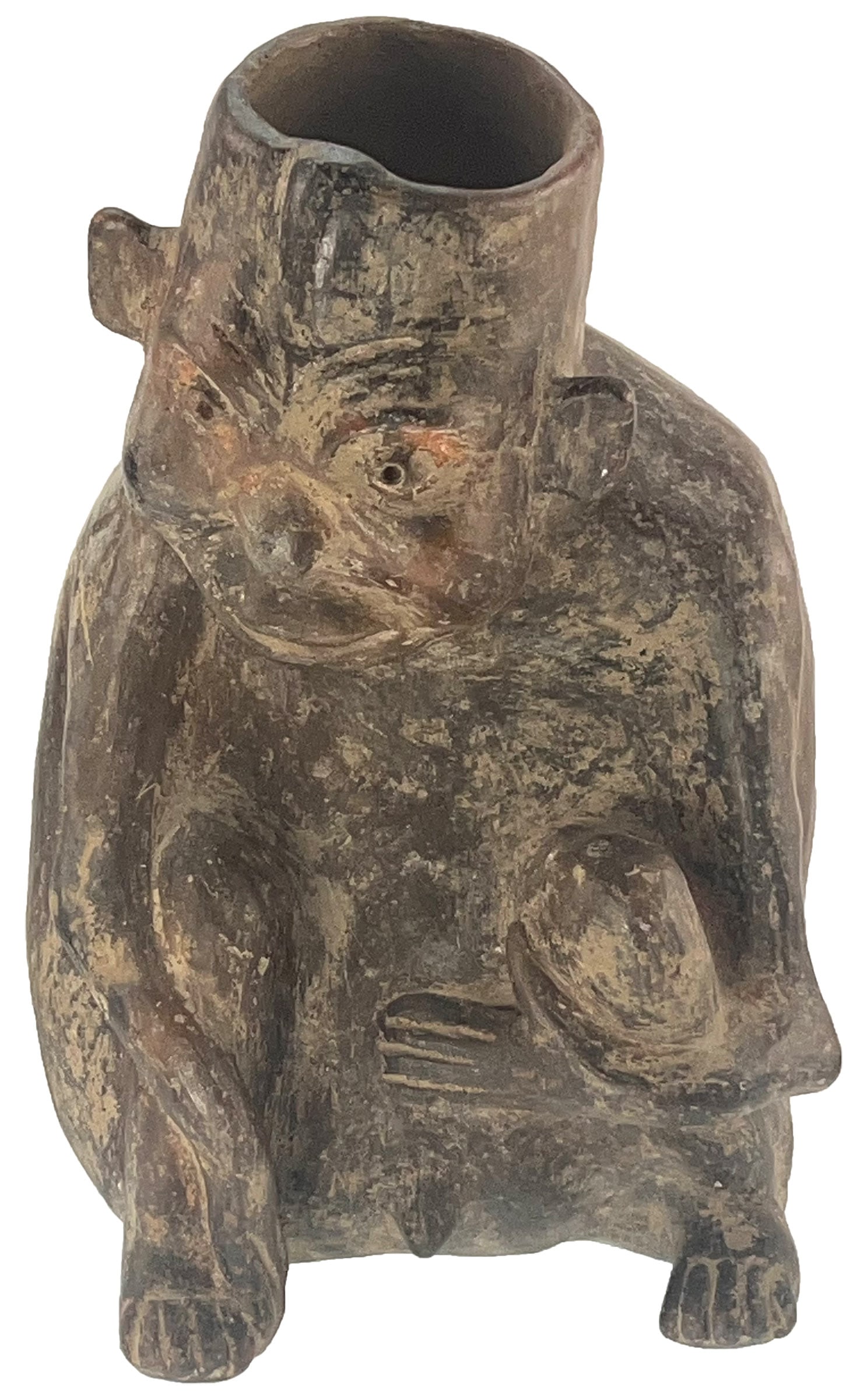 8" Pre-Columbian Sitting Male Hunchback Water Bottle. Ex Dale Rector. (1 of 5)