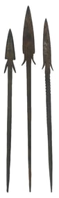 3 African metal points: 6 3/4" to 7 3/4". Ex Dale Rector.