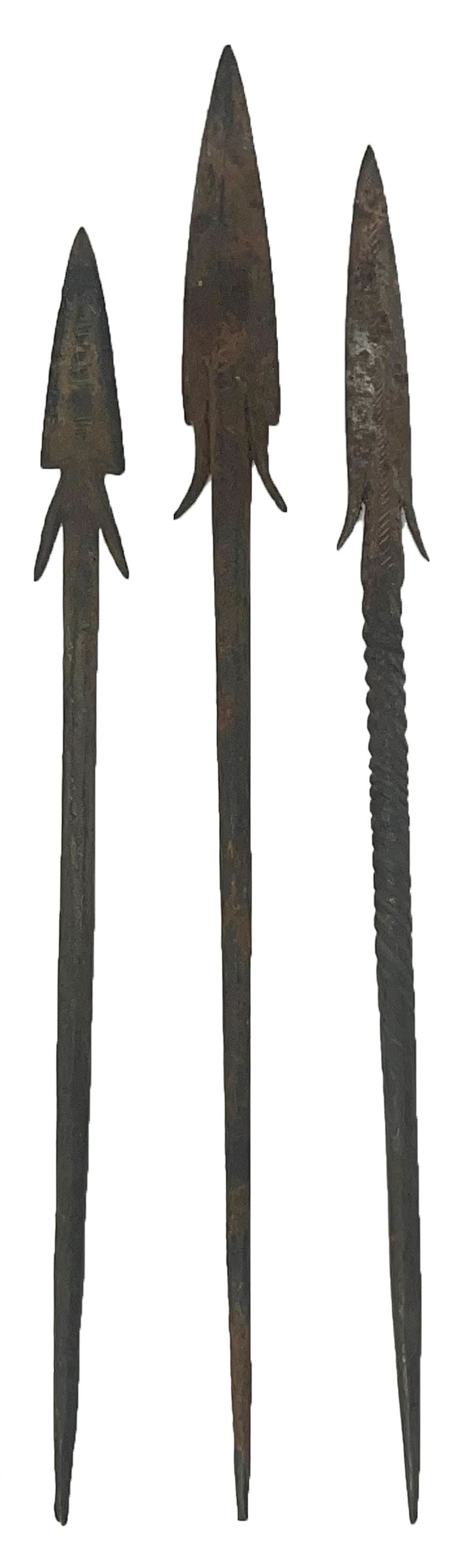 3 African metal points: 6 3/4" to 7 3/4". Ex Dale Rector. (1 of 2)