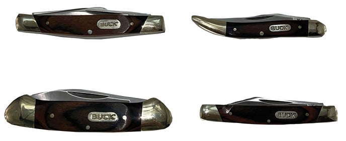 4 Buck Hunting Knifes. 3"-3 5/8". Ex Dale Rector.