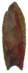 3 3/16" Clovis. Illinois. Very colorful Jasper. Ex Marvin Mears. Putty COA.