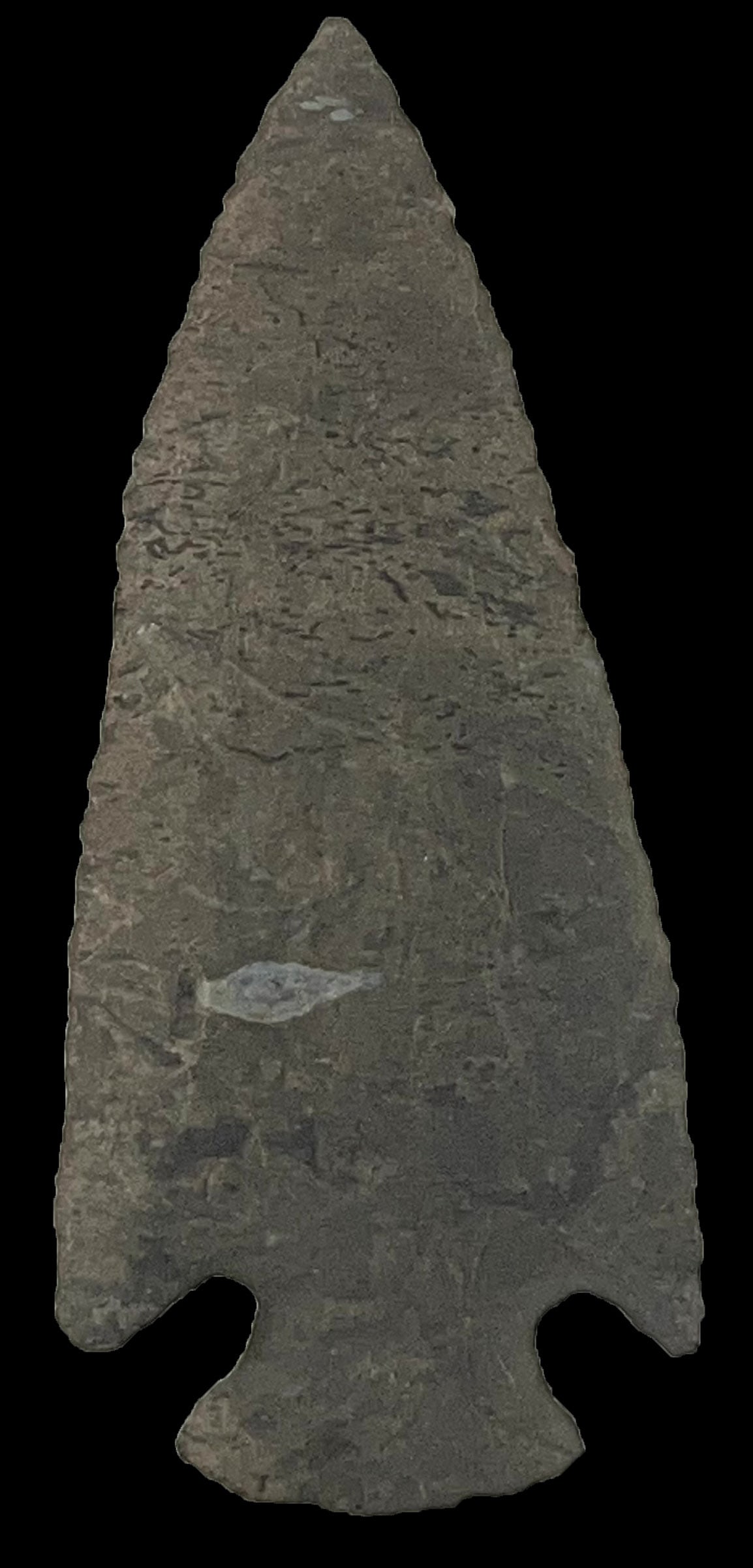 4 1/8" Hopewell. Black Color Chert. Kentucky. Ex Terry Allen. Rogers COA.: 4 1/8" Hopewell. Black Color Chert. Green County, Kentucky. Ex Terry Allen. Rogers COA.