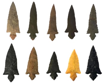 10 Hayes Points (1 7/8" to 2 5/8"). Ex Wally Zollman.