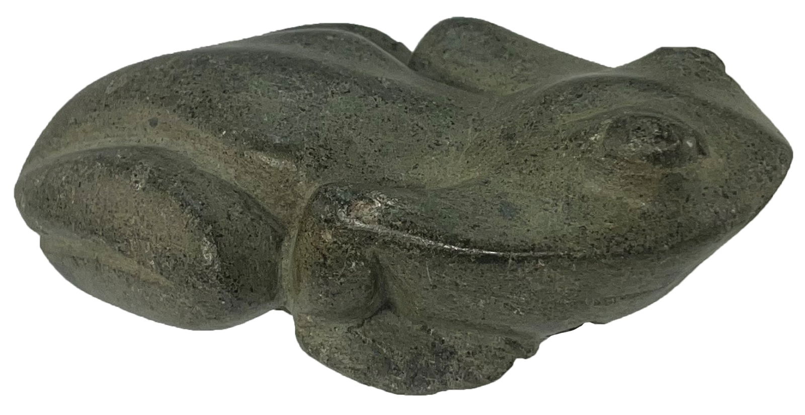5 7/8" Mississippian Glauconitic Sandstone Frog Effigy. Ex Noel Swanson. (1 of 6)