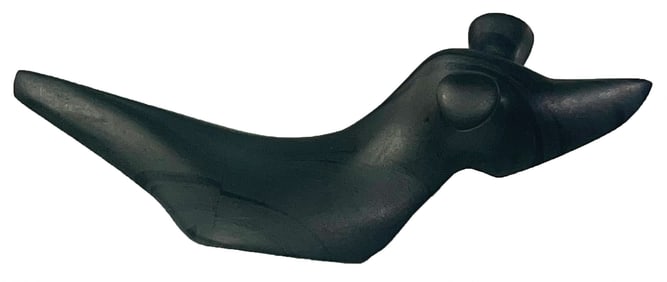 4 3/8" Popeyed Birdstone (Selling As Is). Banded slate. Ex Noel Swanson.