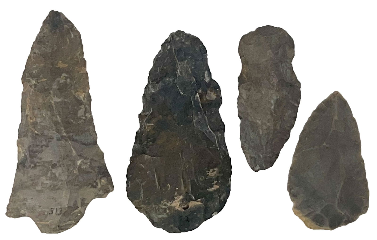 4 Flint Knives. "Selling as is". Longest is 4". Ex Wally Zollman. (1 of 2)