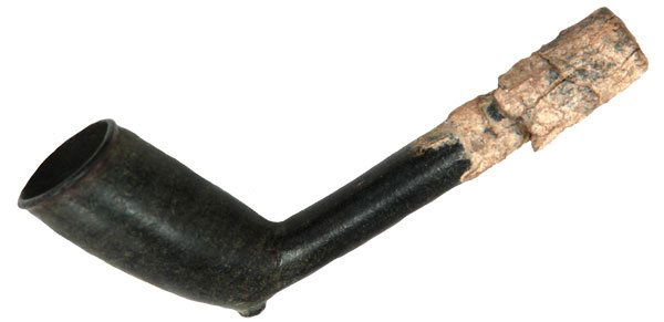 Creek Slant Bowl Steatite Pipe. Pewter on stem: 107. Very fine 4” Creek Slant Bowl Pipe. Tallapase, AL. Heavy Pewter on stem. Ex-Stroud, Murray Hughes, Richard Baker