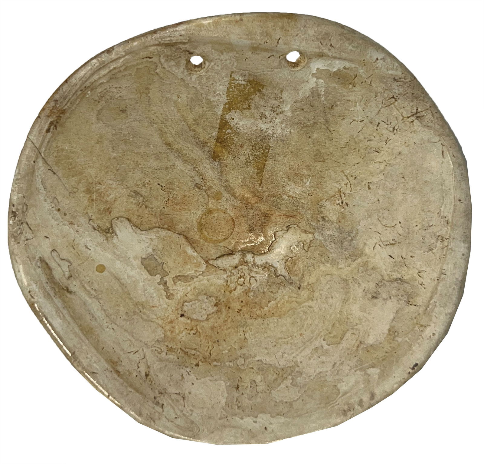 4" Museum Quality Plain Shell Gorget. Ex Dale Rector, John Tilley. (1 of 2)