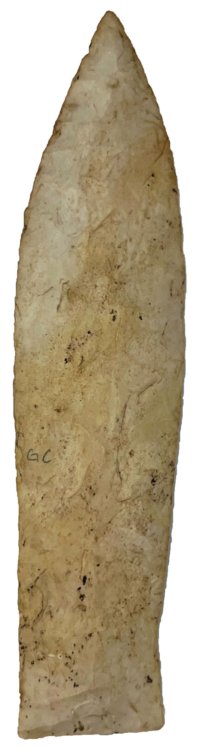 6 1/4" Wadlow. Illinois. Ex Glen Leesman. Putty COA.: 6 1/4" Wadlow. Burlington Chert. Cass County, Illinois. Ex Glen Leesman and Steve Ford. Putty COA.