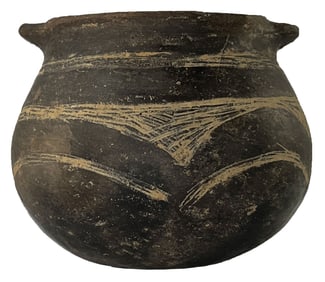 4" T. by 5" D. Caddo Pottery Vessel. Arkansas. Pictured. Ex Jack Bonds.