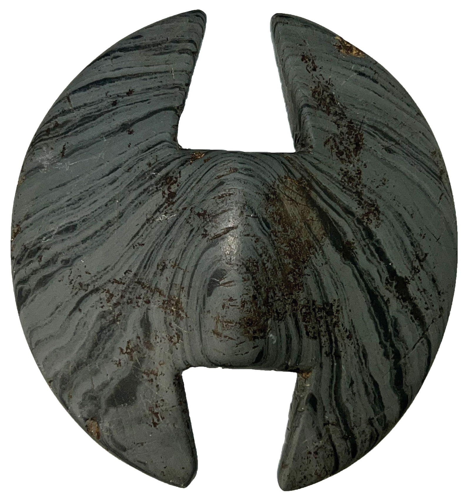 4" Rare Notched Ovate Bannerstone. Ex Roland Bunch. Motley COA. (1 of 5)