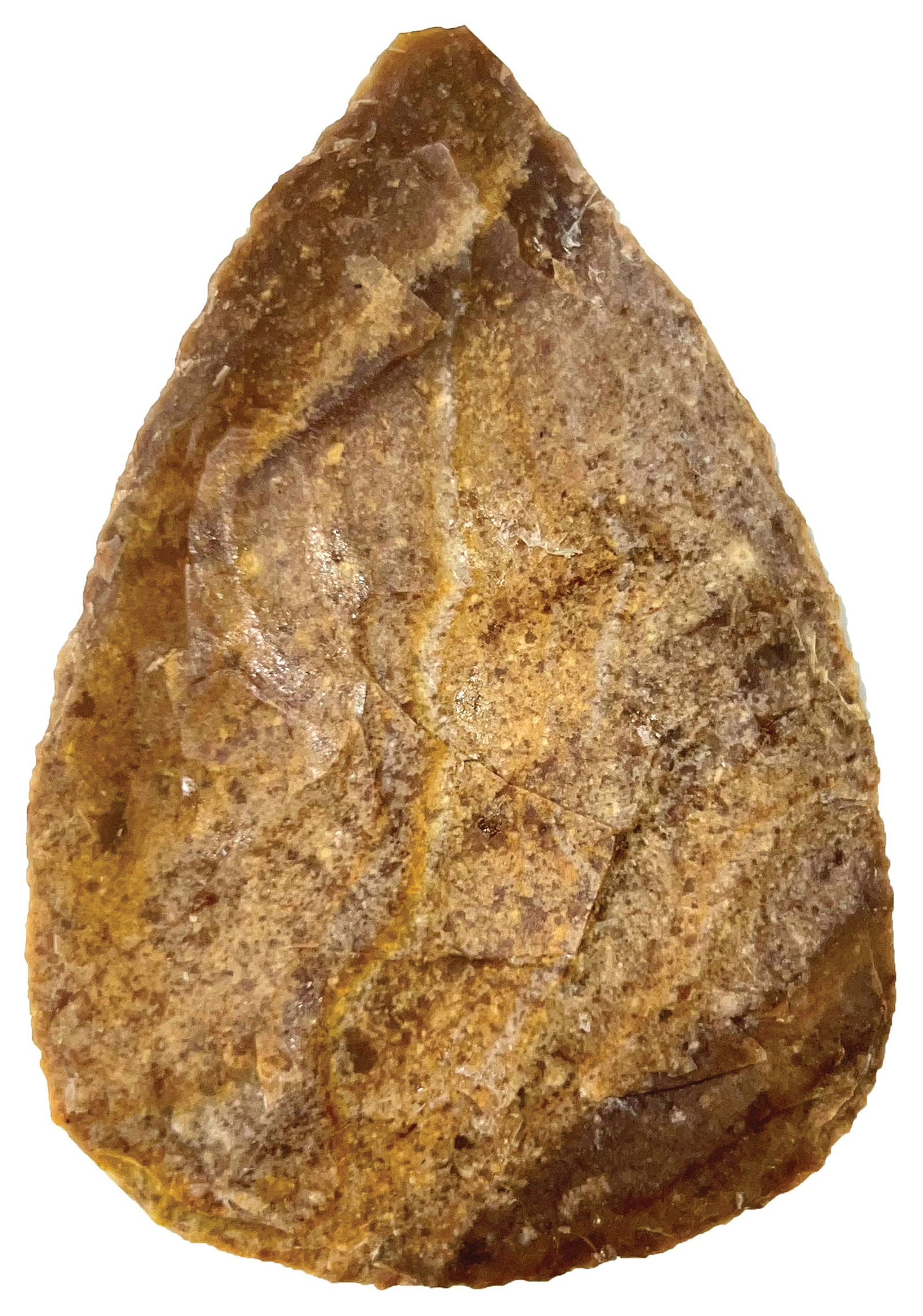 3 1/2" Leaf Blade. Red/Brownish Material. Ex Steve Ford. (1 of 3)