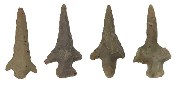 Frame of 4 Small Bird Points. Nice examples. Ex Nick Gray.