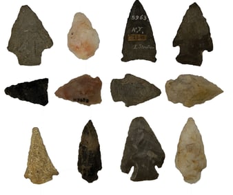 Frame of 12 Points. Various types and materials. Ex Noel Swanson.