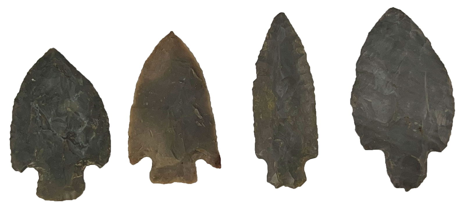 Frame of 4 Points. Gray Flint. Various types. Ex Larry Swann. (1 of 2)