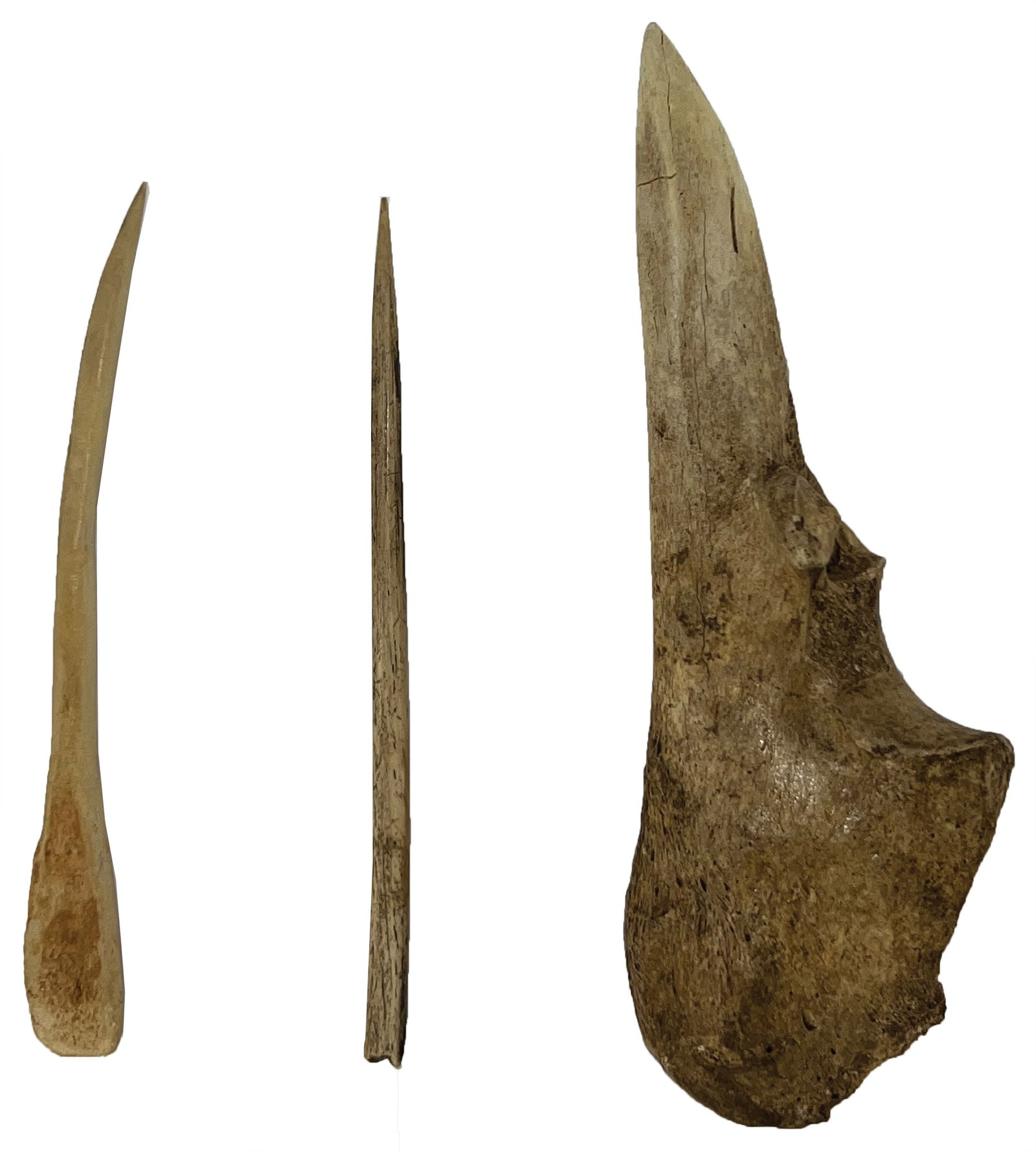 3 Bone Tools. 5 1/4" to 6 1/4". Ex Larry Swann.: 3 Bone Tools. 5 1/4" to 6 1/4". Ex Larry Swann.