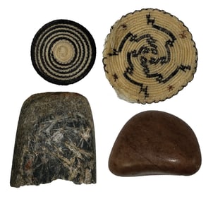 Miniature Lids. Broken Celt and materials. Ex Pat Evans.