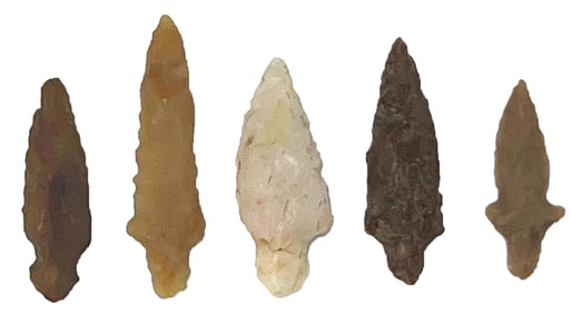 Frame of 5 Klickitat Dagger Points. Washington. Ex Shane Hicks.