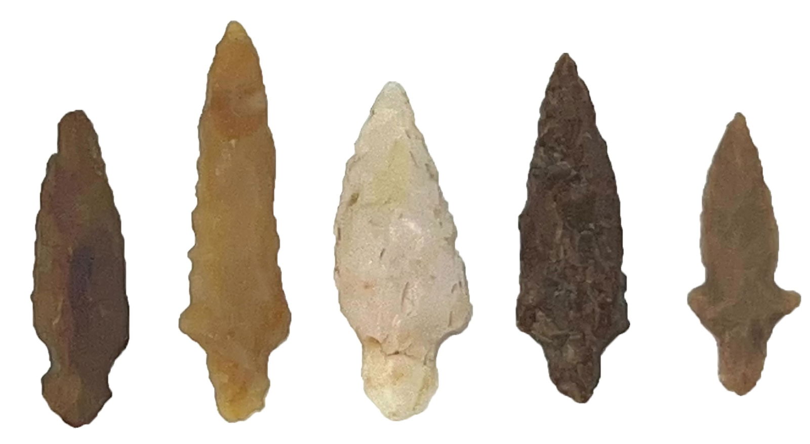 Frame of 5 Klickitat Dagger Points. Washington. Ex Shane Hicks. (1 of 2)