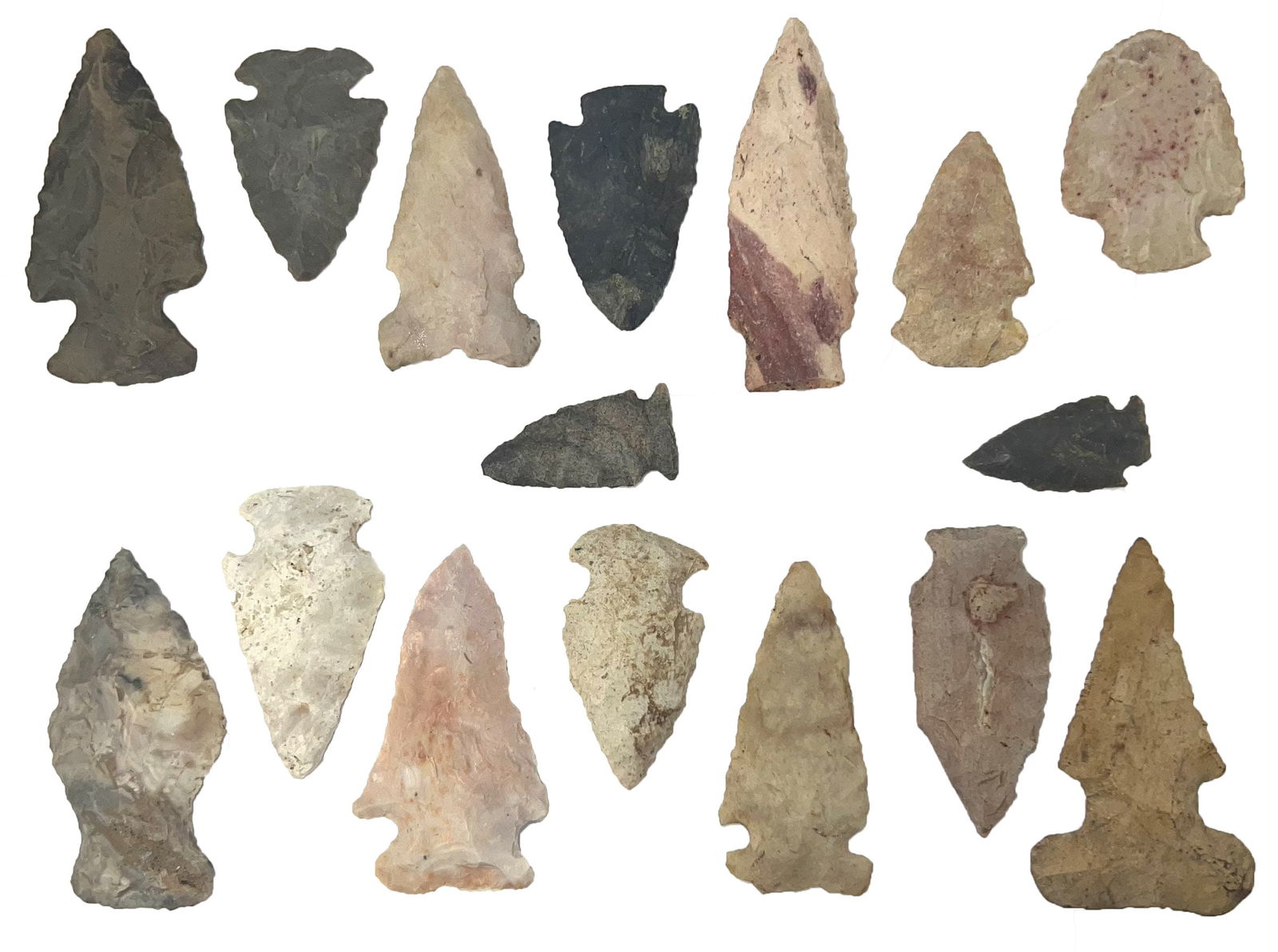 Frame of 16 Points. Various types and materials. Ex Jerry Hodson. (1 of 2)