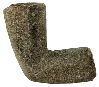 5 1/4" x 4 3/4" Elbow Pipe. Steatite. Kentucky. Dickey COA.