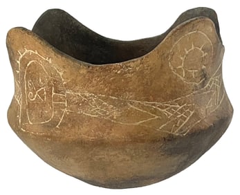 4 1/8" Caddo Engraved Bowl. Clark County, Arkansas. Ex Brandon Vanderver.