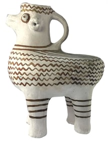 8 3/4" Painted Lama Water Vessel. Peru. Ex Steve Switzer.