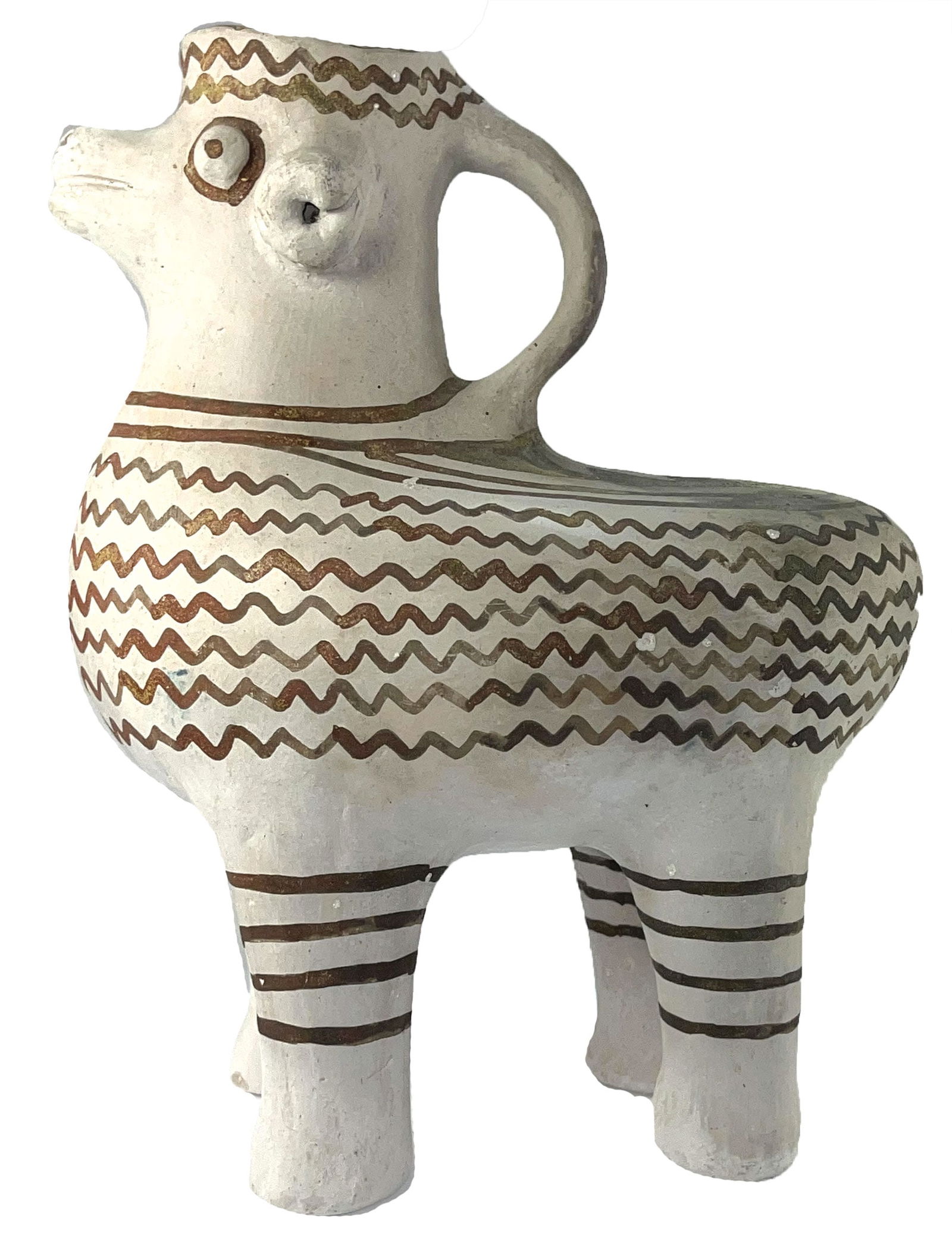 8 3/4" Painted Lama Water Vessel. Peru. Ex Steve Switzer. (1 of 4)