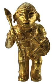 4 1/2" Tairona Gold Warrior Figure. Very fine condition. Ex Pat Gaines.