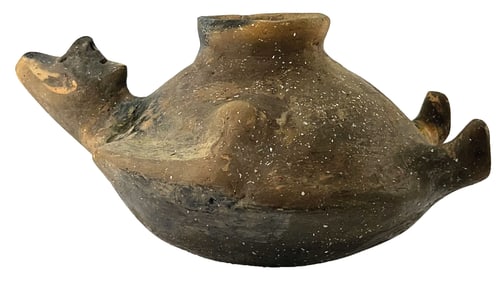 10 3/8" Reclining Human Effigy Jar. Little River County, Arkansas.