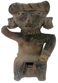 11”&nbsp;Nayarit Seated Figure. Lots of detail. Ex Dr. E.F. Simpson.