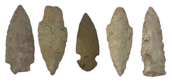 Frame of 5 Points. Various types and materials. Ex Jerry Hodson.