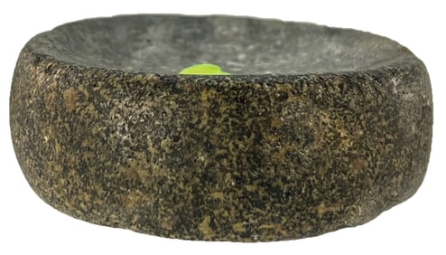 3 1/4" Cahokia Discoidal. Granite. Nicely cupped. Ex Floyd Ritter #D70.