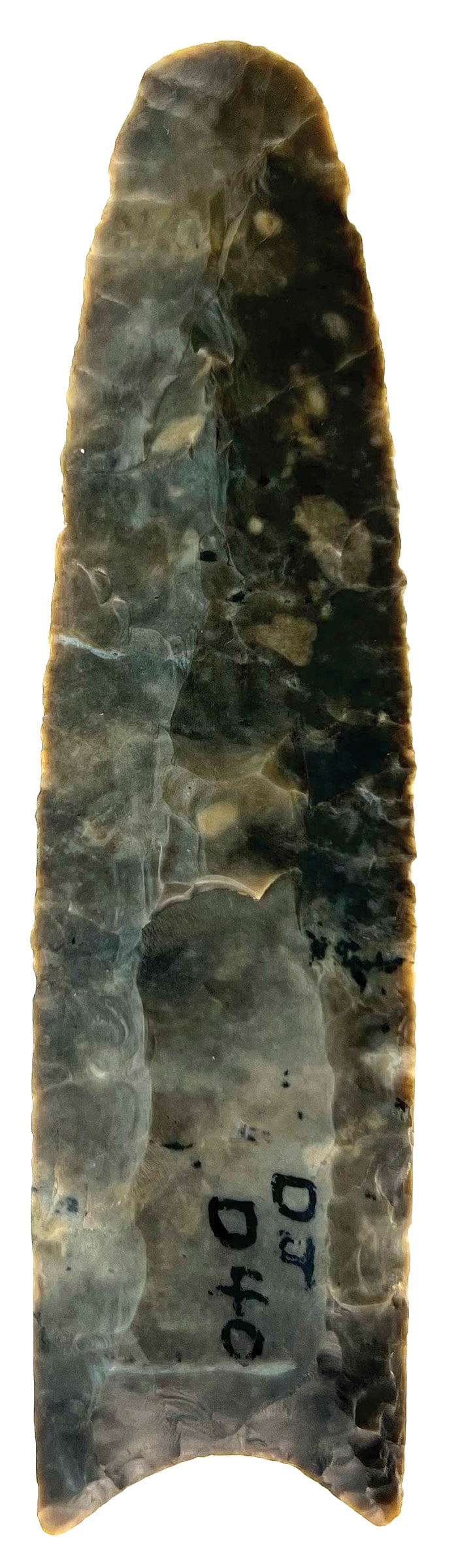 4 1/8" Clovis. Logan County, Ohio. Coshoctan Chert. Ex Dick Johnson. Dickey COA. (1 of 3)