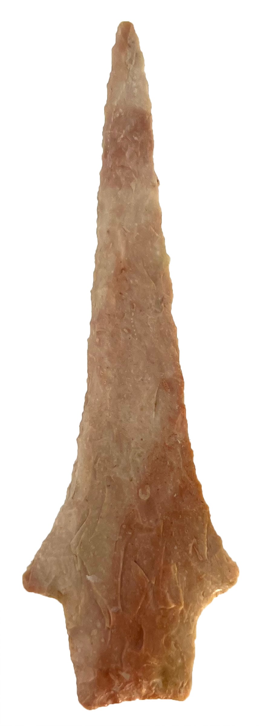 4 3/16" Dickson. Heart Treated Burlington. Sullivan County, Missouri. Black COA.: 4 3/16" Dickson. Heart Treated Glossy Burlington Chert. Very well made. Sullivan County, Missouri. Ex Steve McCabe and Nick Gatses Collections. Black COA.