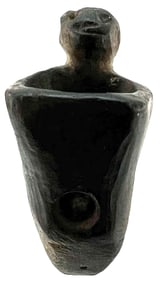 2 1/4" Human Effigy Pipe. Kentucky. Patinated Grey Stone. Davis G9 COA.