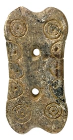 3 1/2" Two Holes Gorget. Highly Engraved on one side. Virginia. Ex Sean Cotner.