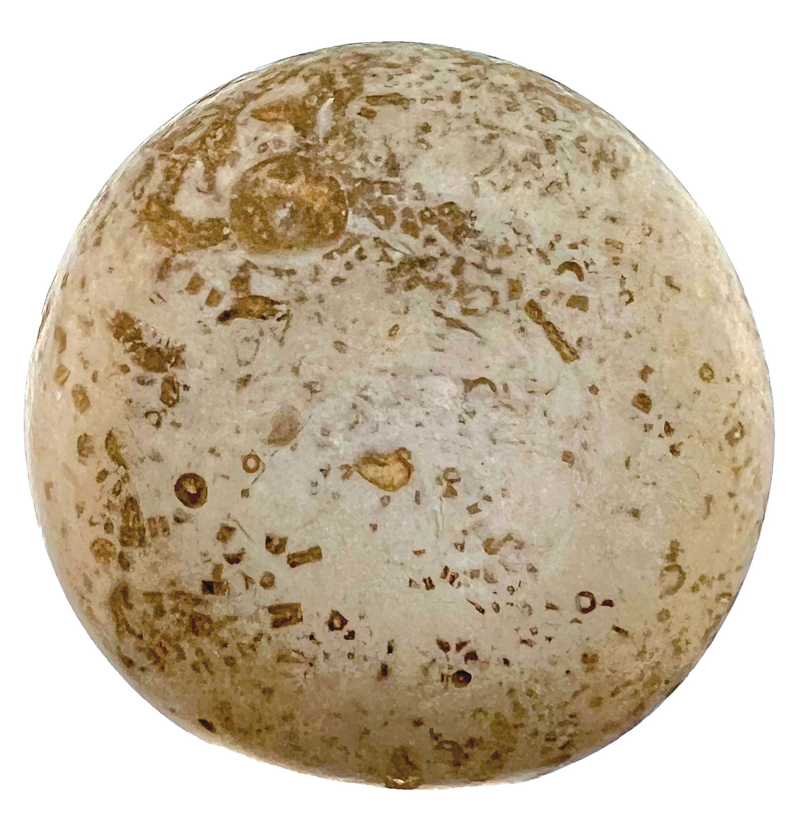 2 1/4" Cupped Jersey Bluff Discoidal. Limestone. Kentucky. Ex Gary Noel. (1 of 5)