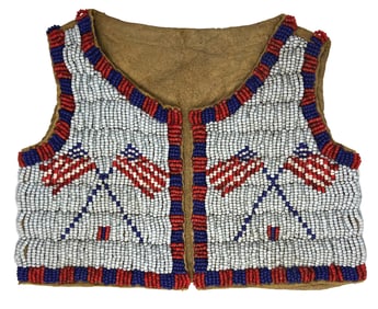 6 3/4" W. Beaded Infant Vest. Western Plains/Sioux. Ex Nick Gatses.