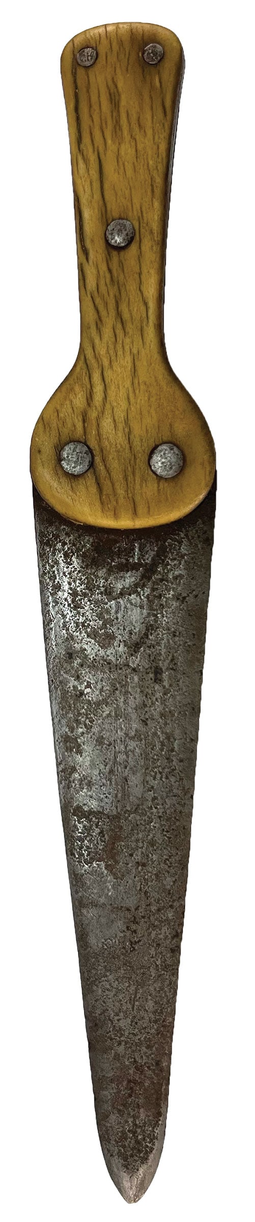 13 7/8" Dag Knife. Great Fur Trade Era 19th Century Example.: 13 7/8" Dag Knife. Original Hand Forged Blade & Bone Handles. Great Fur Trade Era 19th Century Example.