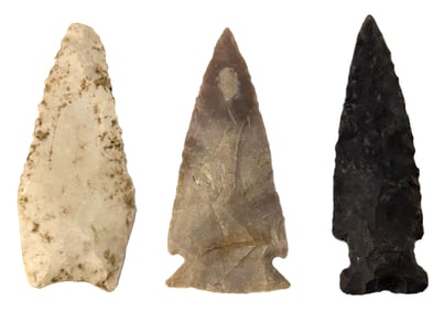 3 Points. Longest 2 3/4". Variety of material. Ex Wally Zollman Collection.