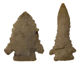 2  Pinetree Points. 1 13/16" & 2 1/16" Ex Richard Tebbs Collection.