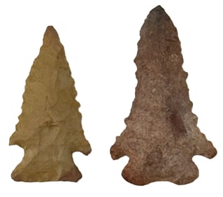 2  Pinetree Points. 1 3/4" & 2" Ex Richard Tebbs Collection.