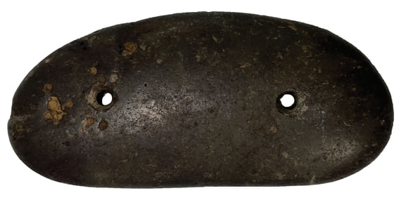 3 3/4" Gorget. Basalt. Pennsylvania. Ex Dr. Wheeler and Nick Gatses.