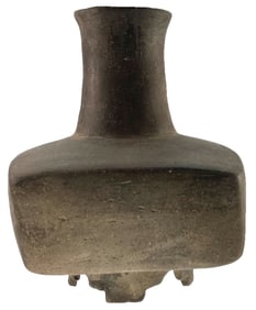 9 1/2" T. Rare Square Bottle with Stair-step Pedestal Base. Ex Stroud and Morast.