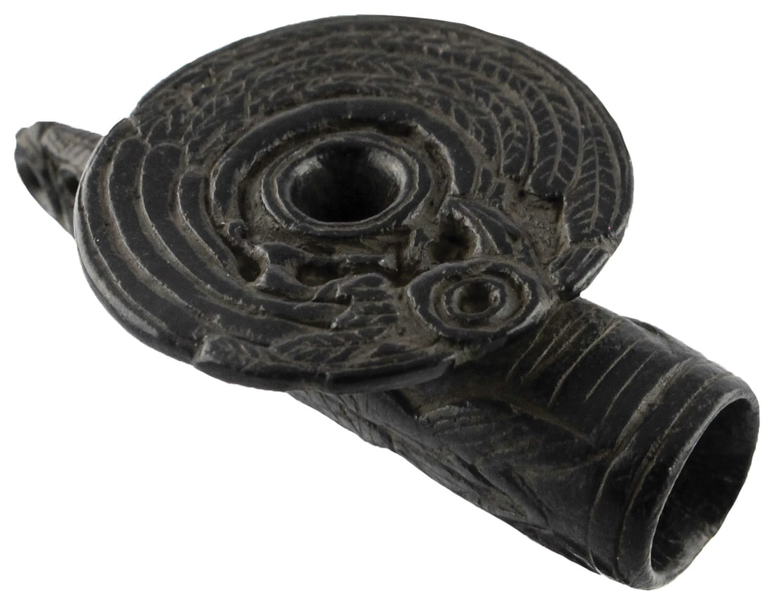 4 3/8" Engraved Disc Pipe. Pictured in Sacred Fire and Holy Smoke. (1 of 10)