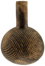 8 1/2" T. Caddo Bailey Engraved Owl Bottle. Ex Daniel Wolf. Collection.