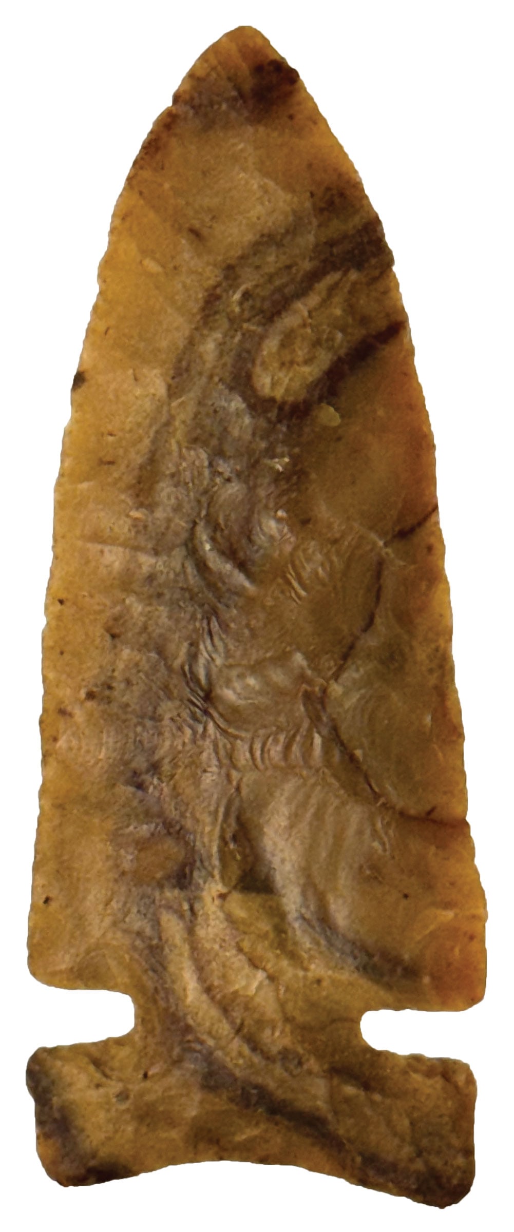 4 3/16” Hemphill. Brown Chert. MO. Ex Howard Edwards. Rogers COA.: 4 3/16” Hemphill. Brown Banned Chert. Audrain County, MO. Ex Howard Edwards. Rogers COA.