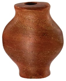 3” Bottle Bannerstone. Red Quartzite. Missouri. Ex Thomas Browner and Lynn Mills.