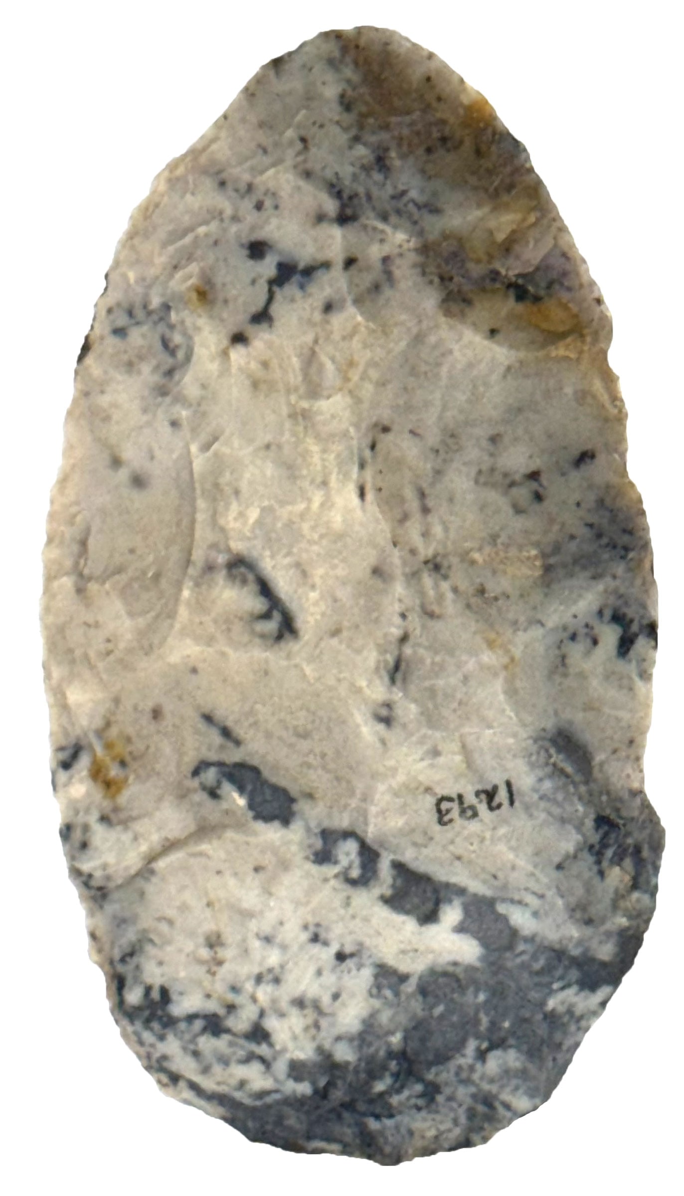 3 9/16” North Blade. Blue/White Material. Ohio. Ex Richard Tebbs. (1 of 2)